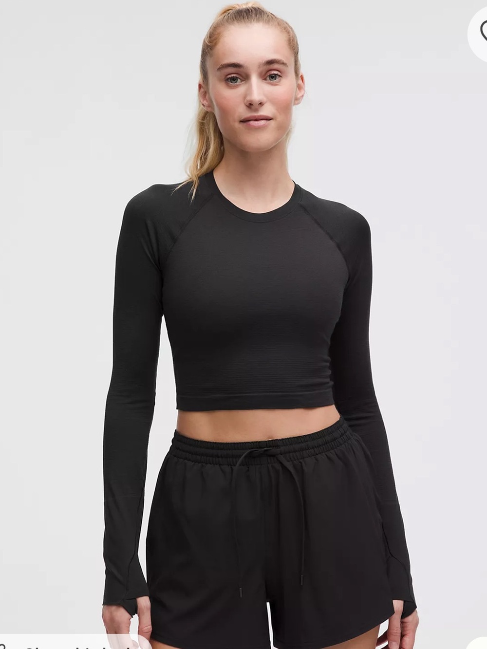 Lululemon Cropped Long Sleeve Top - Black